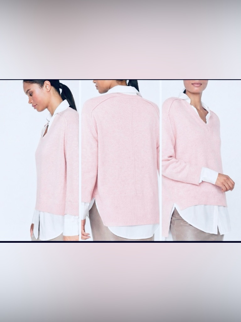 Brochu Walker Looker Layered V-Neck Wool Cashmere Sweater Xs
